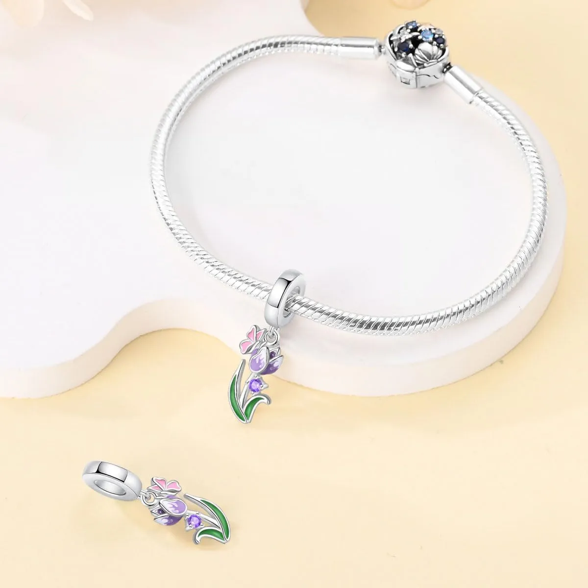 KUNSIR Ciondolo in Argento Sterling 925 con Cubic Zirconia per Braccialetti e Collane Europei - immagine 3