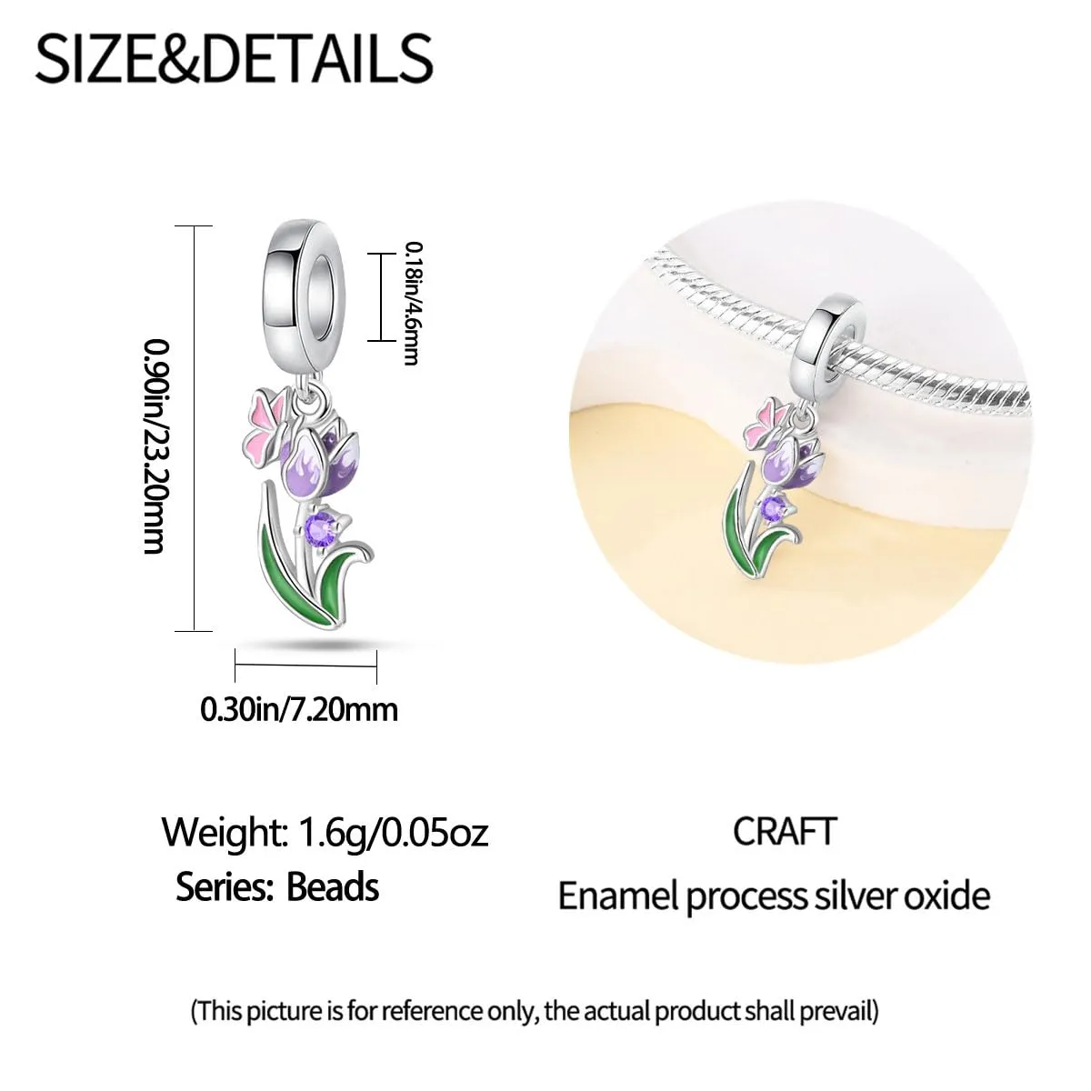 KUNSIR Ciondolo in Argento Sterling 925 con Cubic Zirconia per Braccialetti e Collane Europei - immagine 5