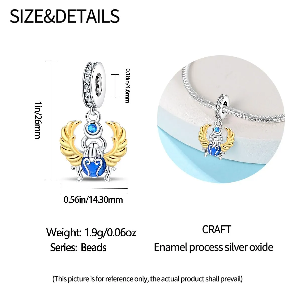 KUNSIR Bead Charm in Argento Sterling 925 con Cubic Zirconia, compatibile con Braccialetti e Collane Pandora e Europei - immagine 5