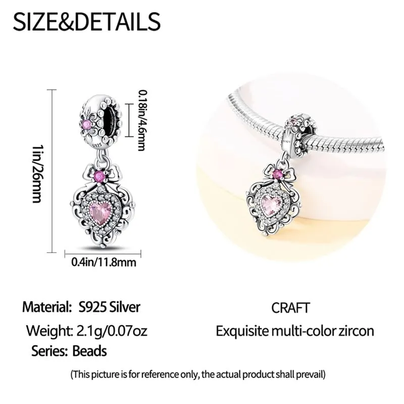 KUNSIR Bead Charm Ciondolo Argento Sterling 925 con Cubic Zirconia per Pandora Braccialetti e Collane Europei - immagine 5