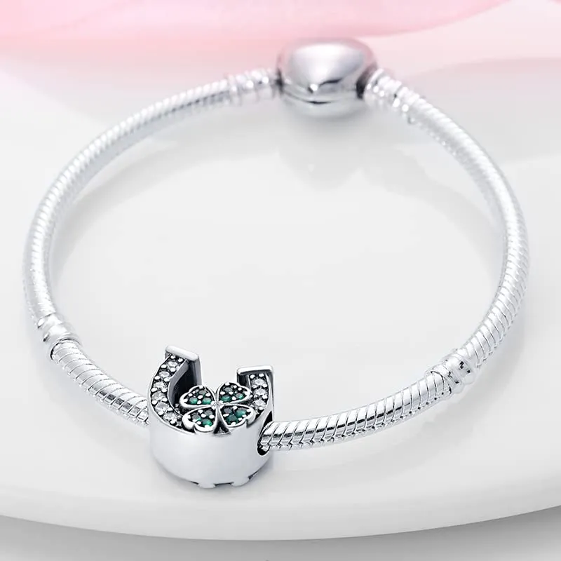 KUNSIR Bead Charm Ciondolo Argento Sterling 925 con Cubic Zirconia per Pandora, Braccialetti e Collane Europei - immagine 3