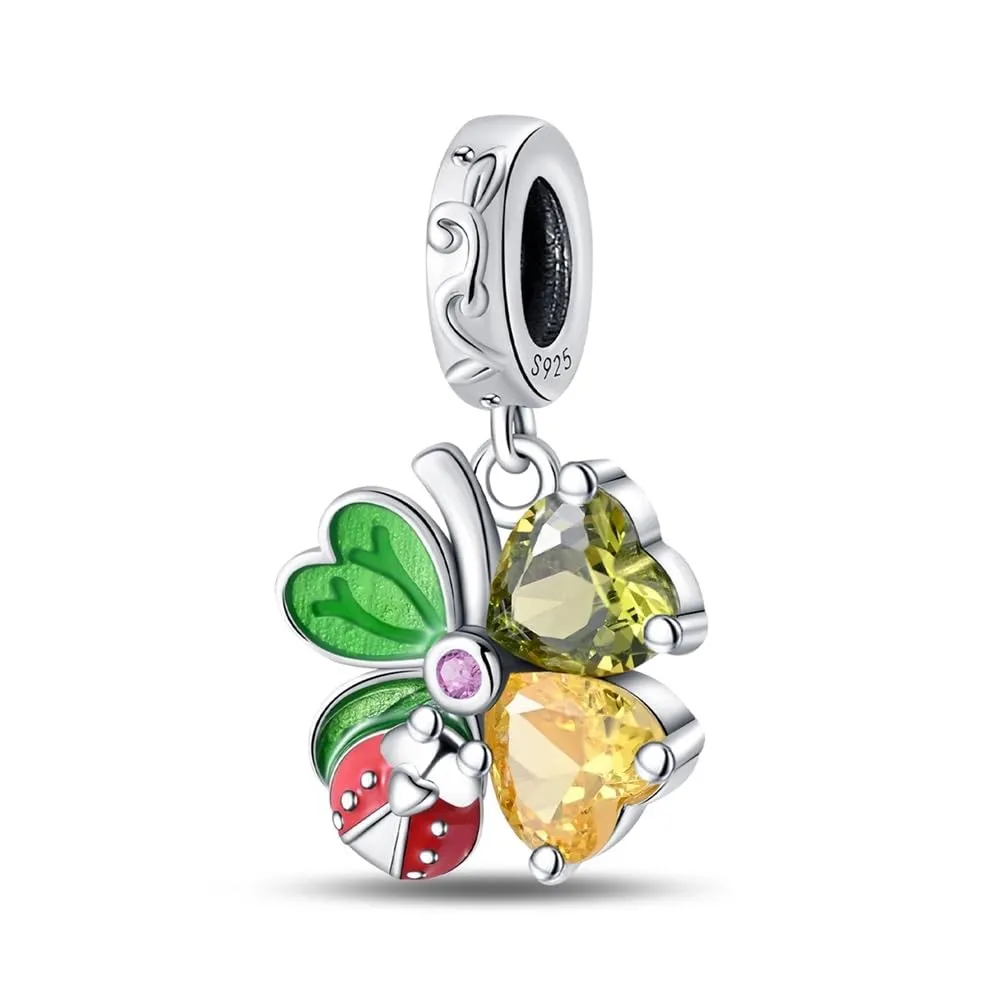 KUNSIR Bead Charm Ciondolo Argento Sterling 925 con Cubic Zirconia per Braccialetti e Collane Europei - immagine 1