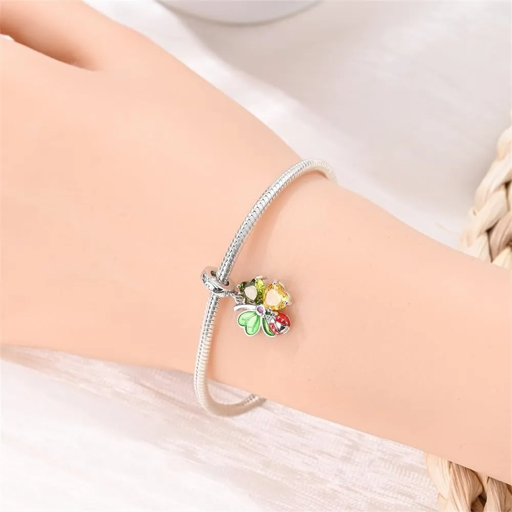 KUNSIR Bead Charm Ciondolo Argento Sterling 925 con Cubic Zirconia per Braccialetti e Collane Europei - immagine 4