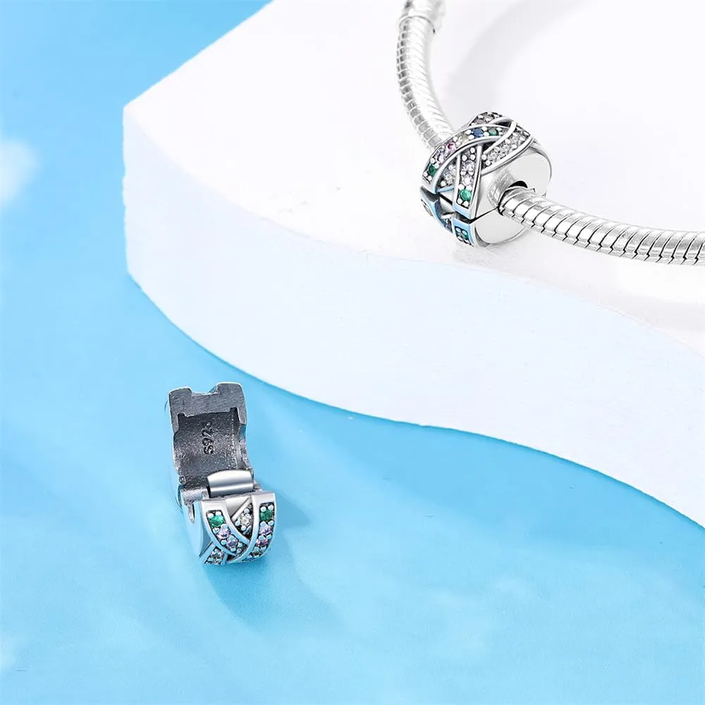 KUNSIR Bead Charm in Argento Sterling 925 con Cubic Zirconia, Compatibile con Braccialetti e Collane Europei - immagine 2