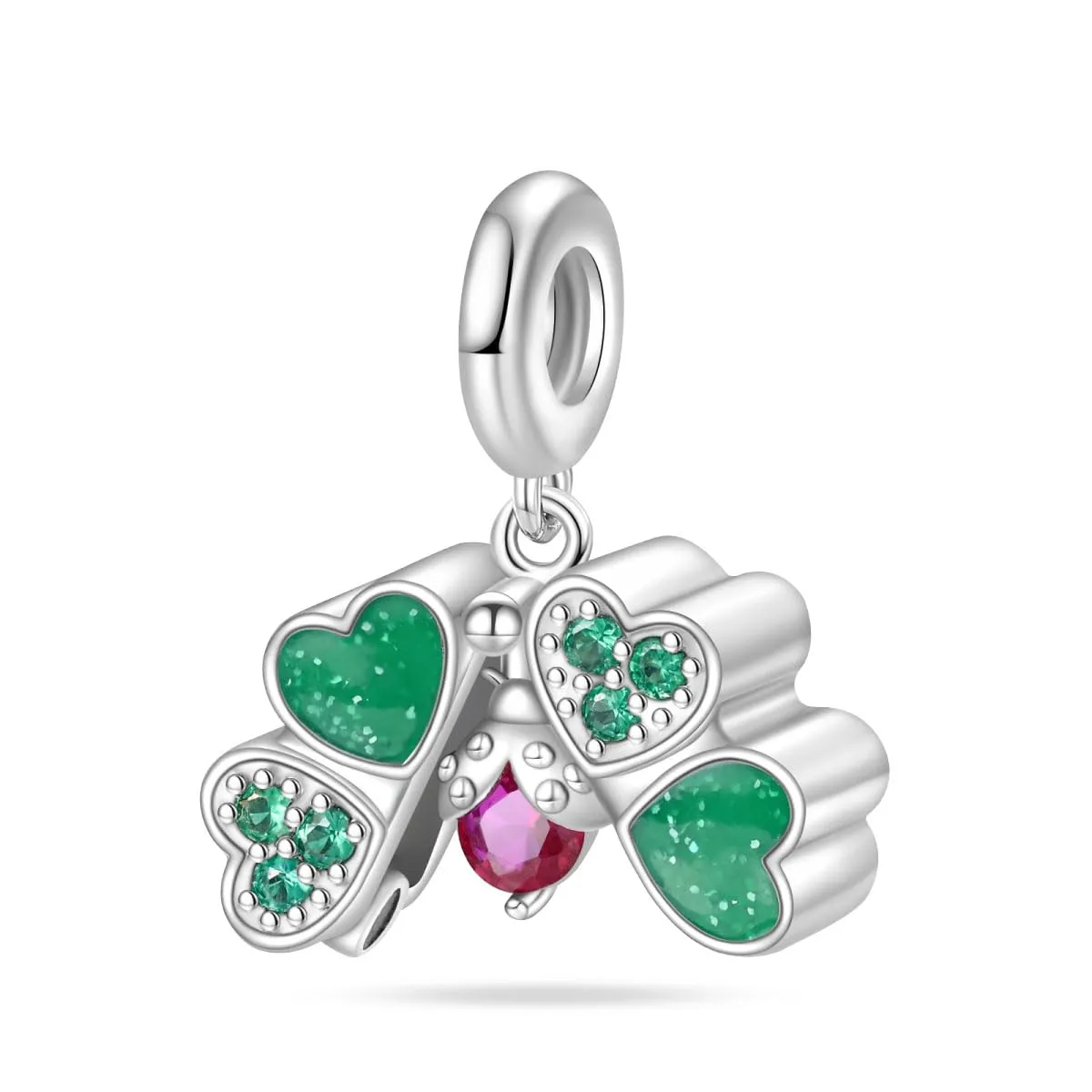 KUNSIR Bead Charm Ciondolo Argento Sterling 925 con Cubic Zirconia per Braccialetti e Collane Europei - immagine 1