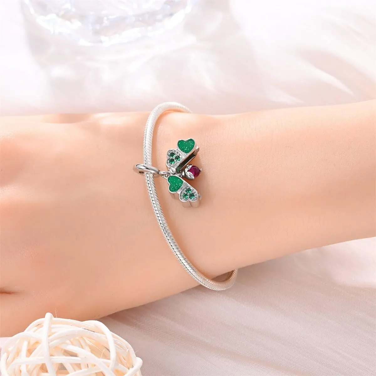 KUNSIR Bead Charm Ciondolo Argento Sterling 925 con Cubic Zirconia per Braccialetti e Collane Europei - immagine 4