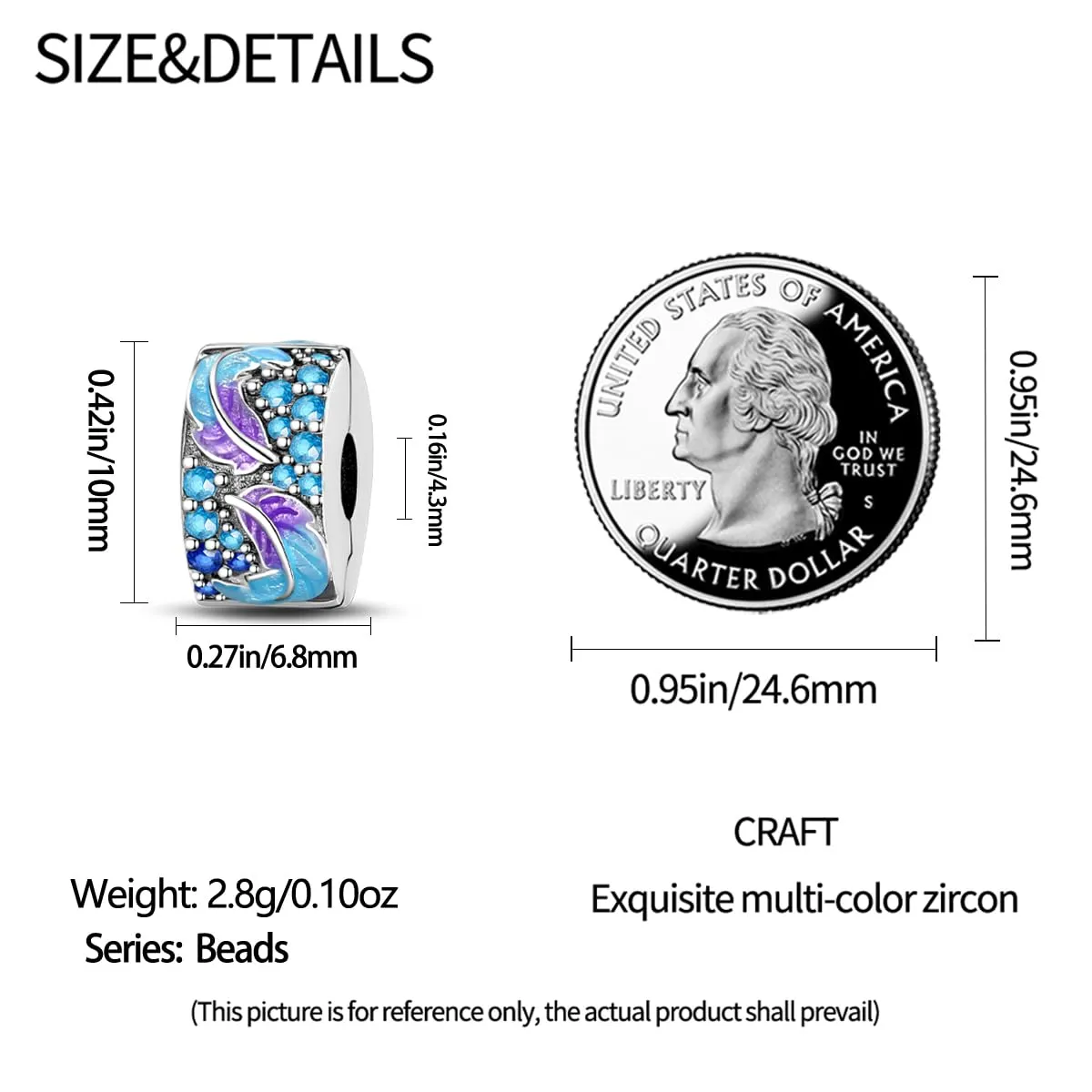 KUNSIR Bead Charm in Argento Sterling 925 con Cubic Zirconia per Braccialetti e Collane Europei - immagine 5