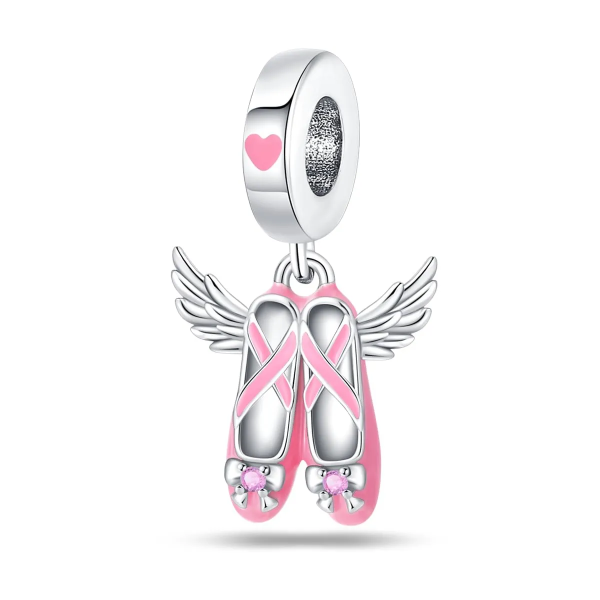 KUNSIR Bead Charm Ciondolo Argento Sterling 925 con Cubic Zirconia per Braccialetti e Collane Europei - immagine 1
