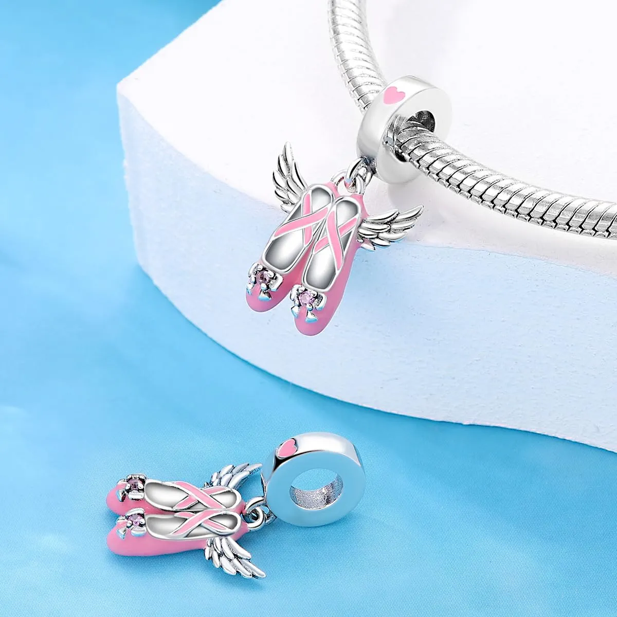 KUNSIR Bead Charm Ciondolo Argento Sterling 925 con Cubic Zirconia per Braccialetti e Collane Europei - immagine 2
