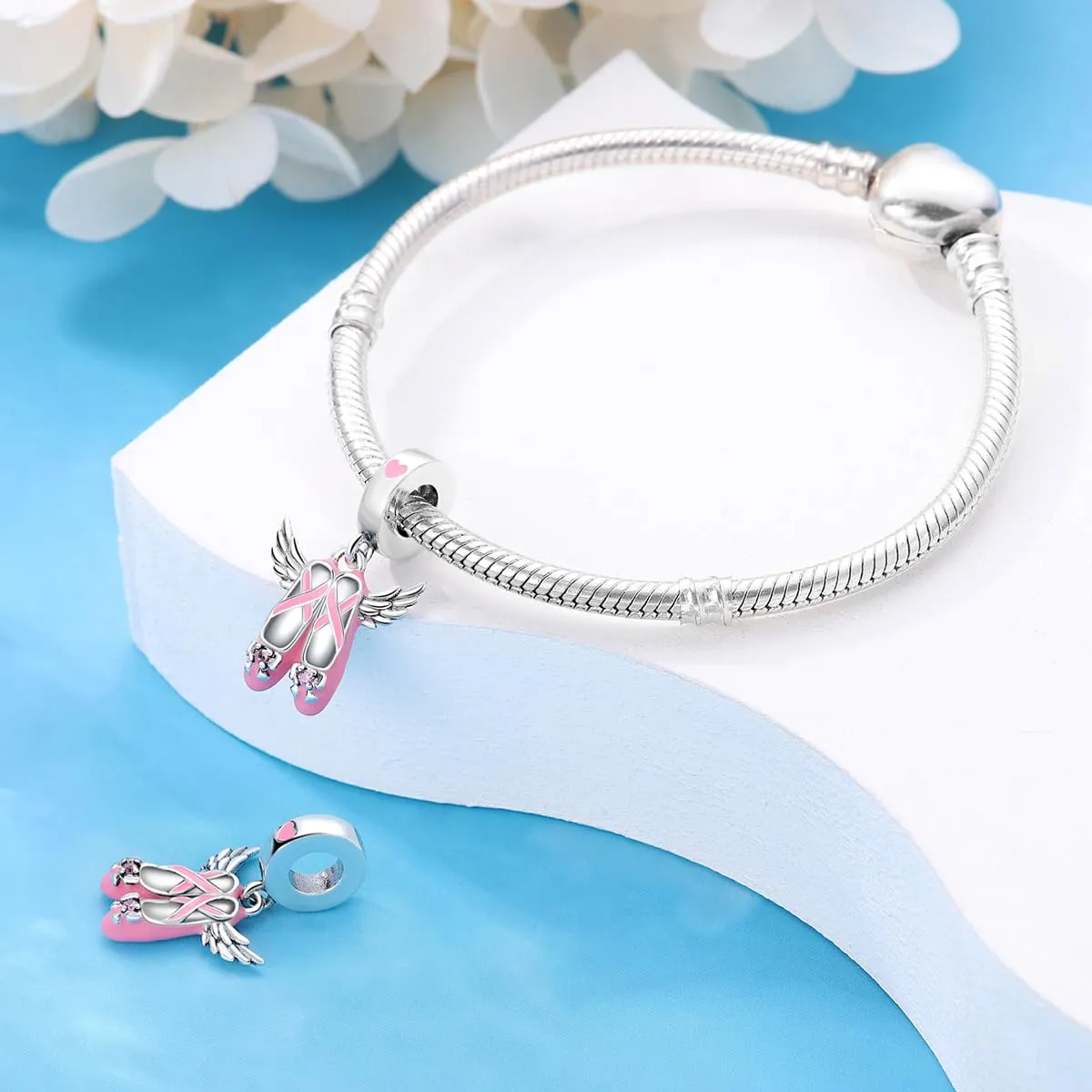 KUNSIR Bead Charm Ciondolo Argento Sterling 925 con Cubic Zirconia per Braccialetti e Collane Europei - immagine 3