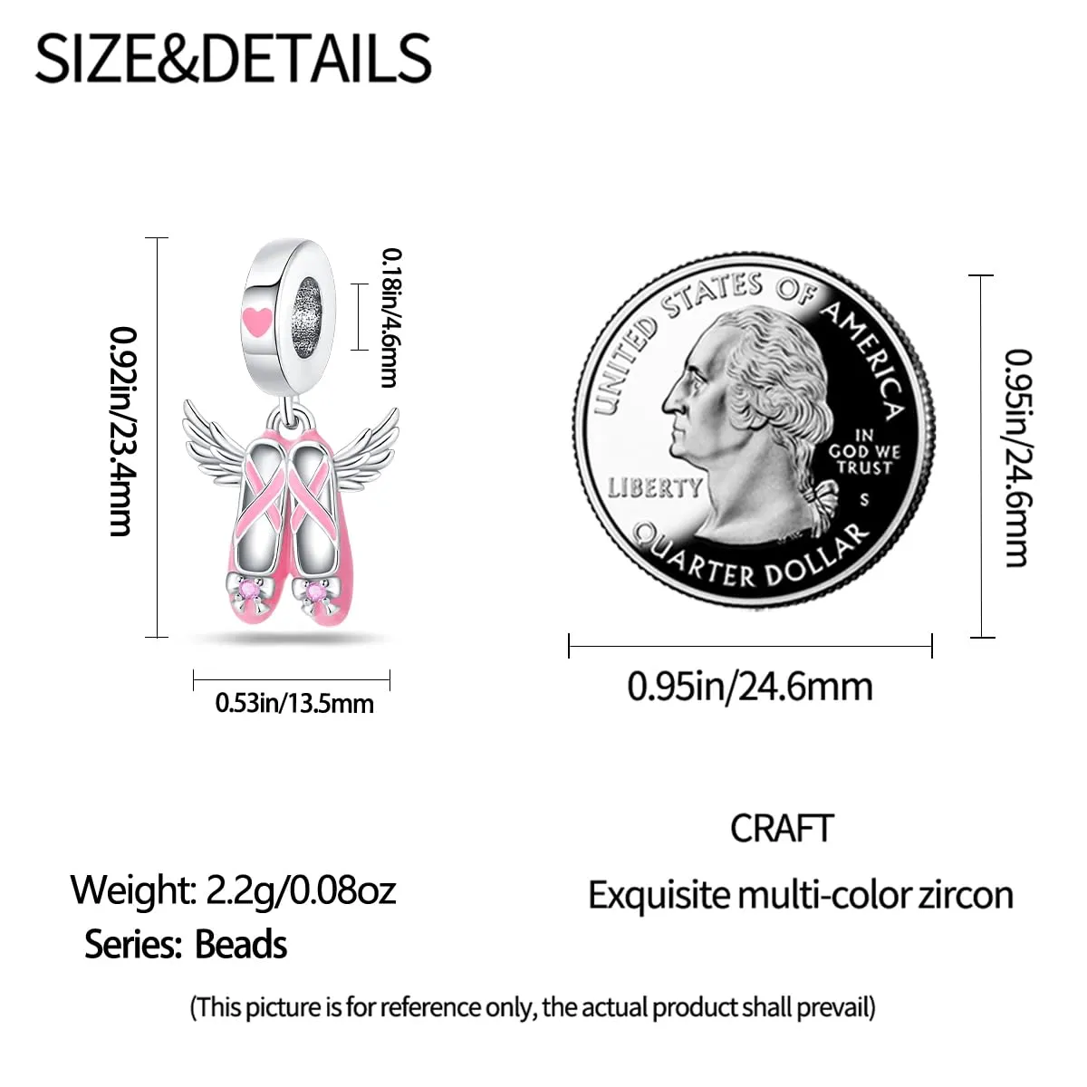 KUNSIR Bead Charm Ciondolo Argento Sterling 925 con Cubic Zirconia per Braccialetti e Collane Europei - immagine 5