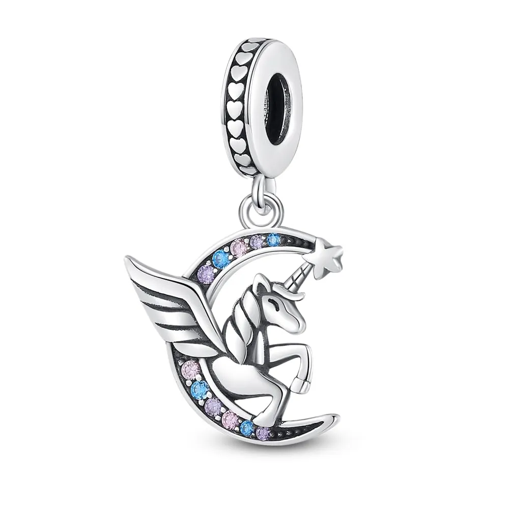 KUNSIR Bead Charm in Argento Sterling 925 con Cubic Zirconia per Braccialetti e Collane Europei - immagine 1