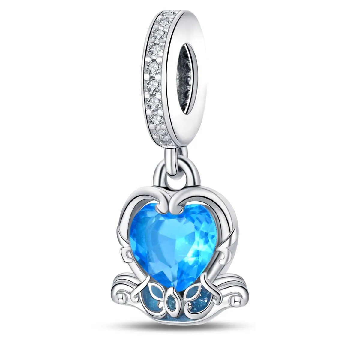 KUNSIR Bead Charm Ciondolo Argento Sterling 925 con Cubic Zirconia per Braccialetti e Collane Europei - immagine 1