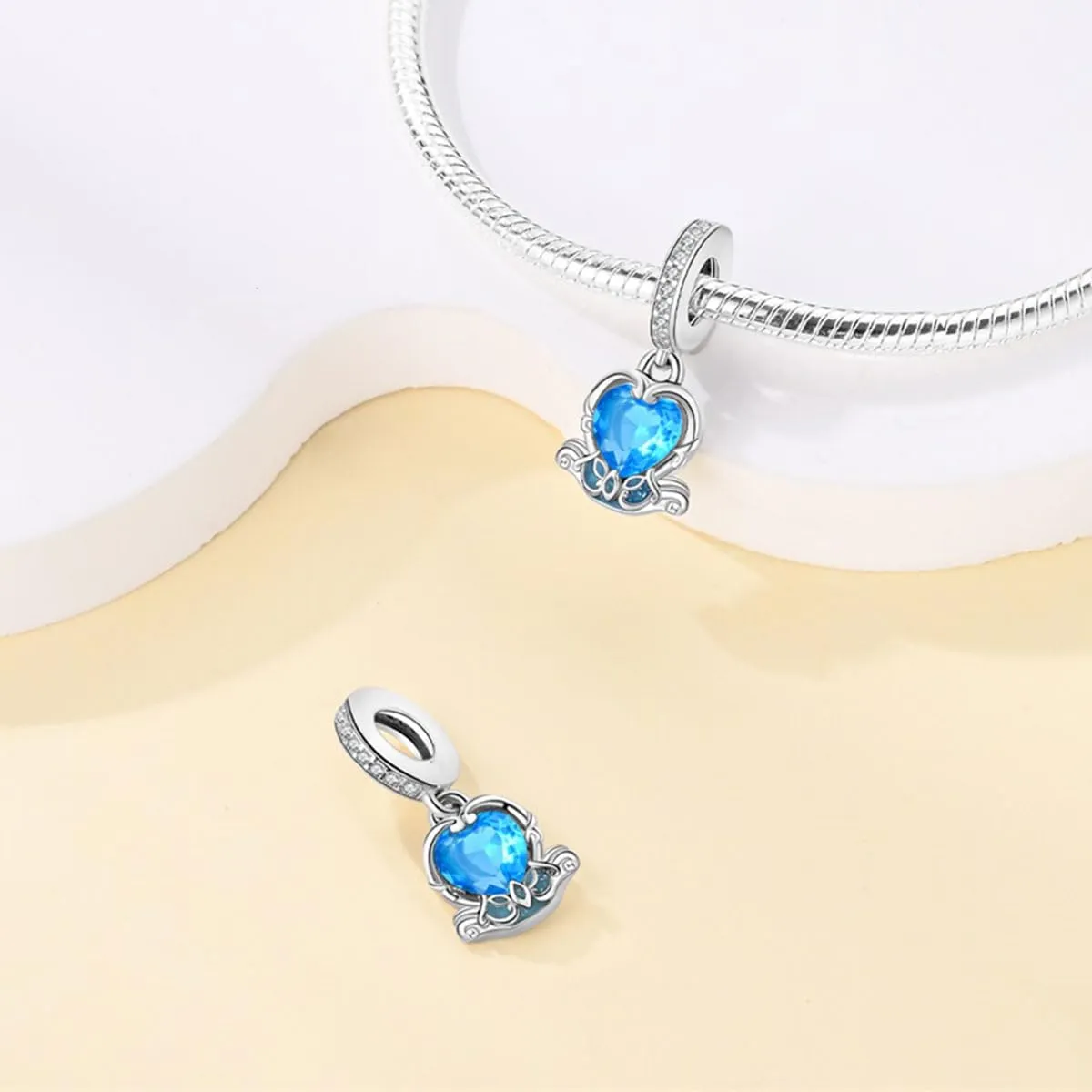 KUNSIR Bead Charm Ciondolo Argento Sterling 925 con Cubic Zirconia per Braccialetti e Collane Europei - immagine 2