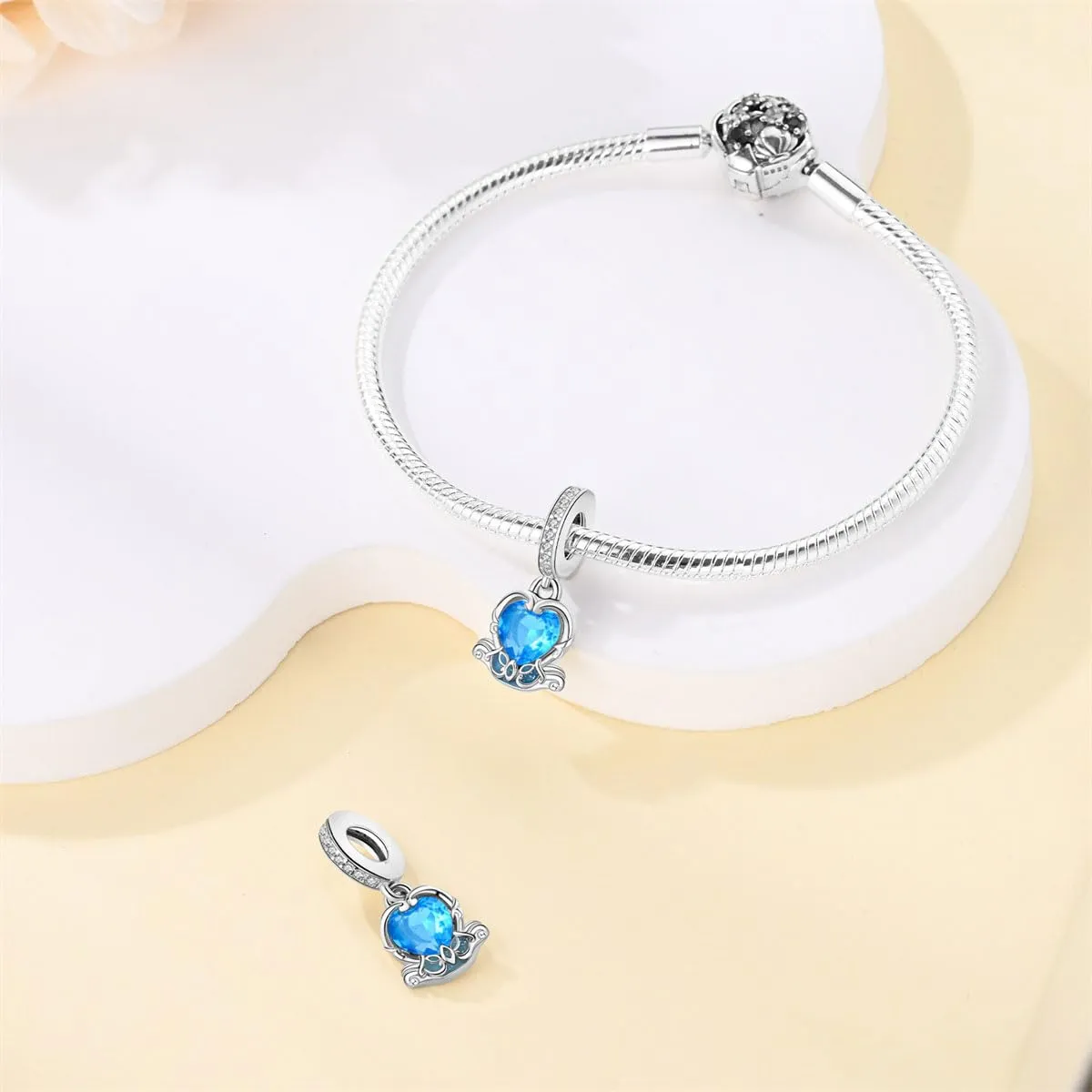 KUNSIR Bead Charm Ciondolo Argento Sterling 925 con Cubic Zirconia per Braccialetti e Collane Europei - immagine 3
