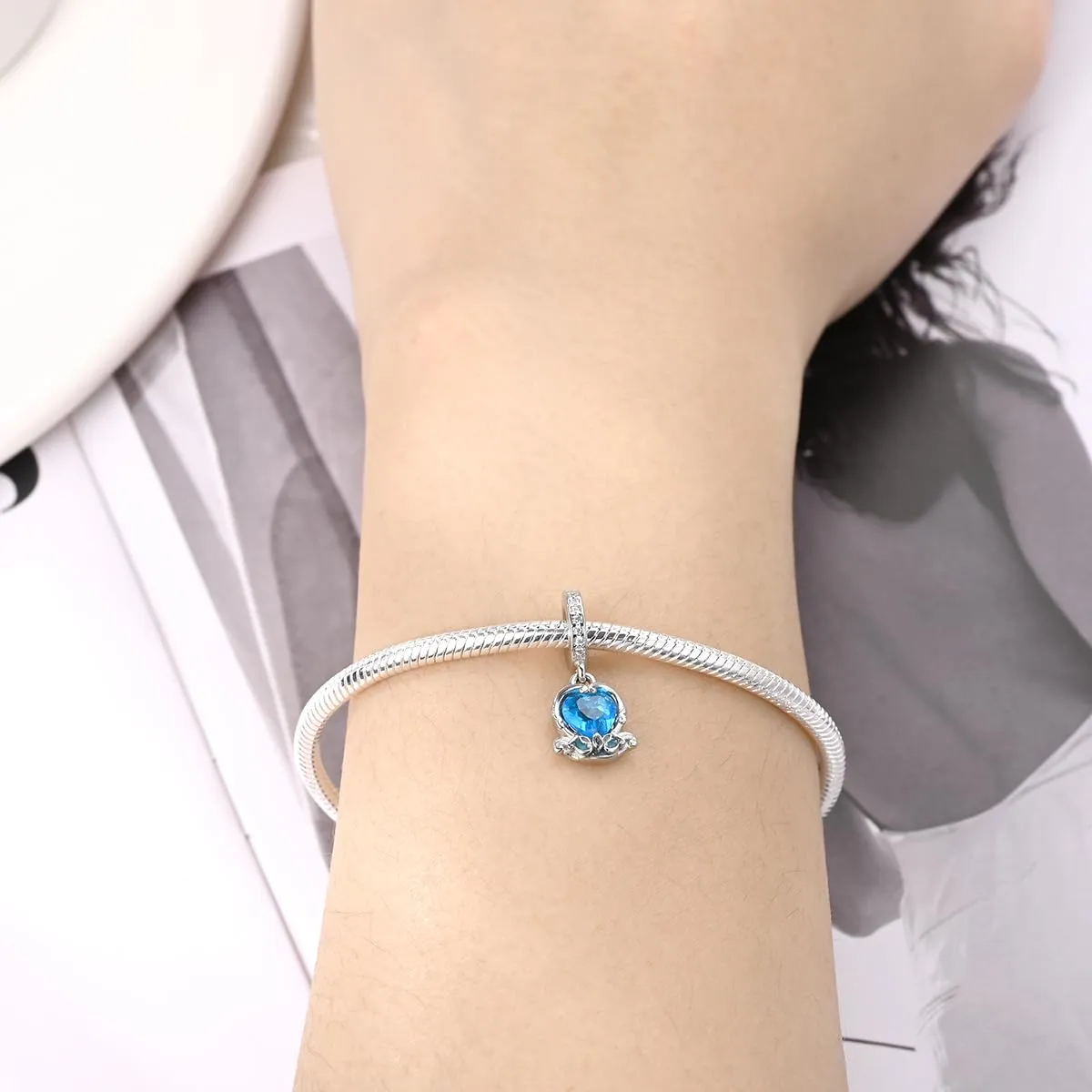KUNSIR Bead Charm Ciondolo Argento Sterling 925 con Cubic Zirconia per Braccialetti e Collane Europei - immagine 4