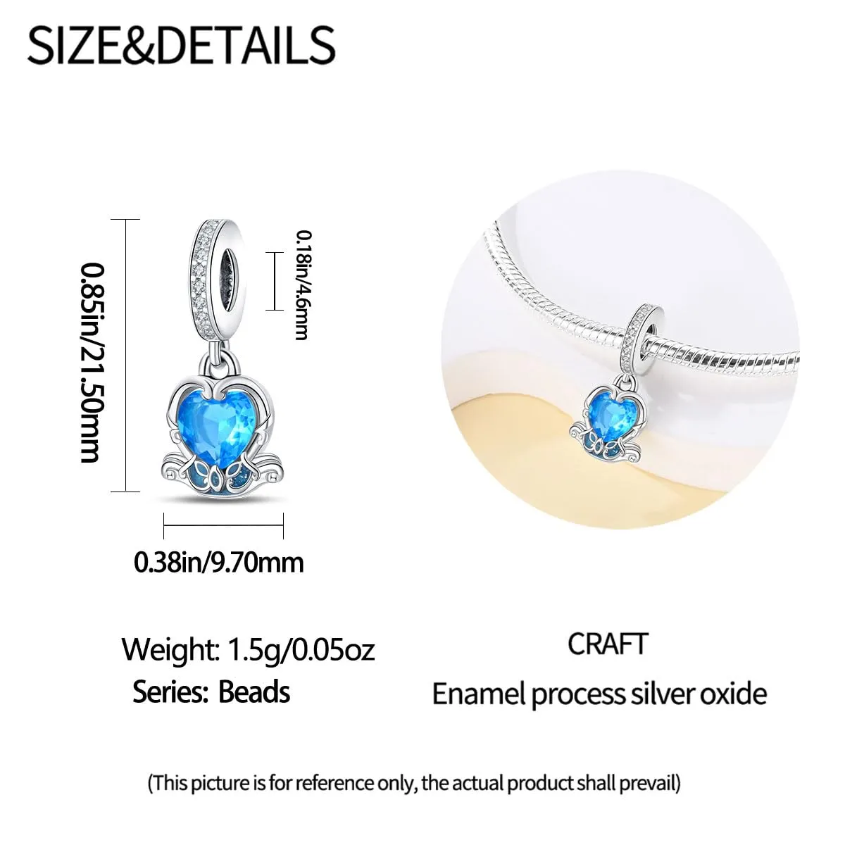 KUNSIR Bead Charm Ciondolo Argento Sterling 925 con Cubic Zirconia per Braccialetti e Collane Europei - immagine 5