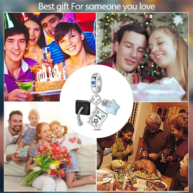 KUNSIR Bead Charm in Argento Sterling 925 con Cubic Zirconia, Compatibile con Braccialetti e Collane Europei - immagine 7
