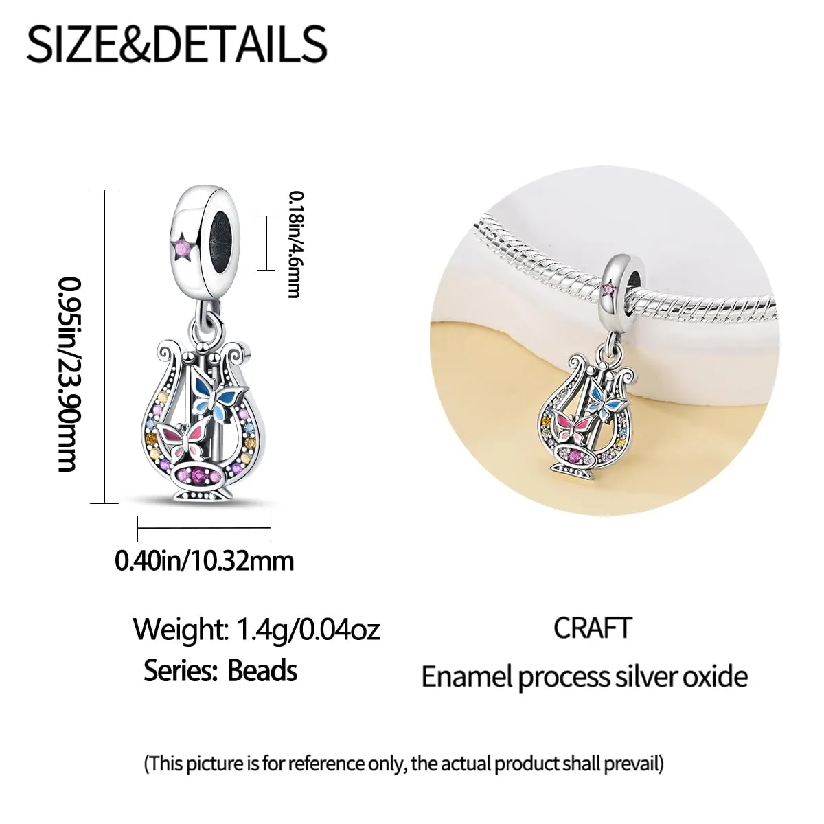 KUNSIR Bead Charm in Argento Sterling 925 con Cubic Zirconia, Compatibile con Braccialetti e Collane Europei - immagine 5