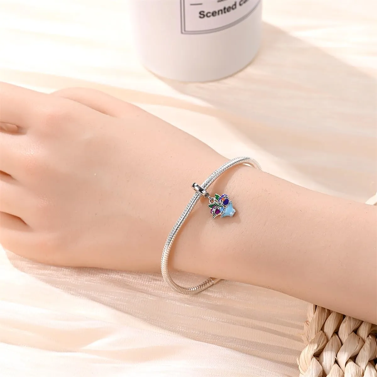 KUNSIR Bead Charm in Argento Sterling 925 con Cubic Zirconia, Compatibile con Braccialetti e Collane Europei - immagine 4