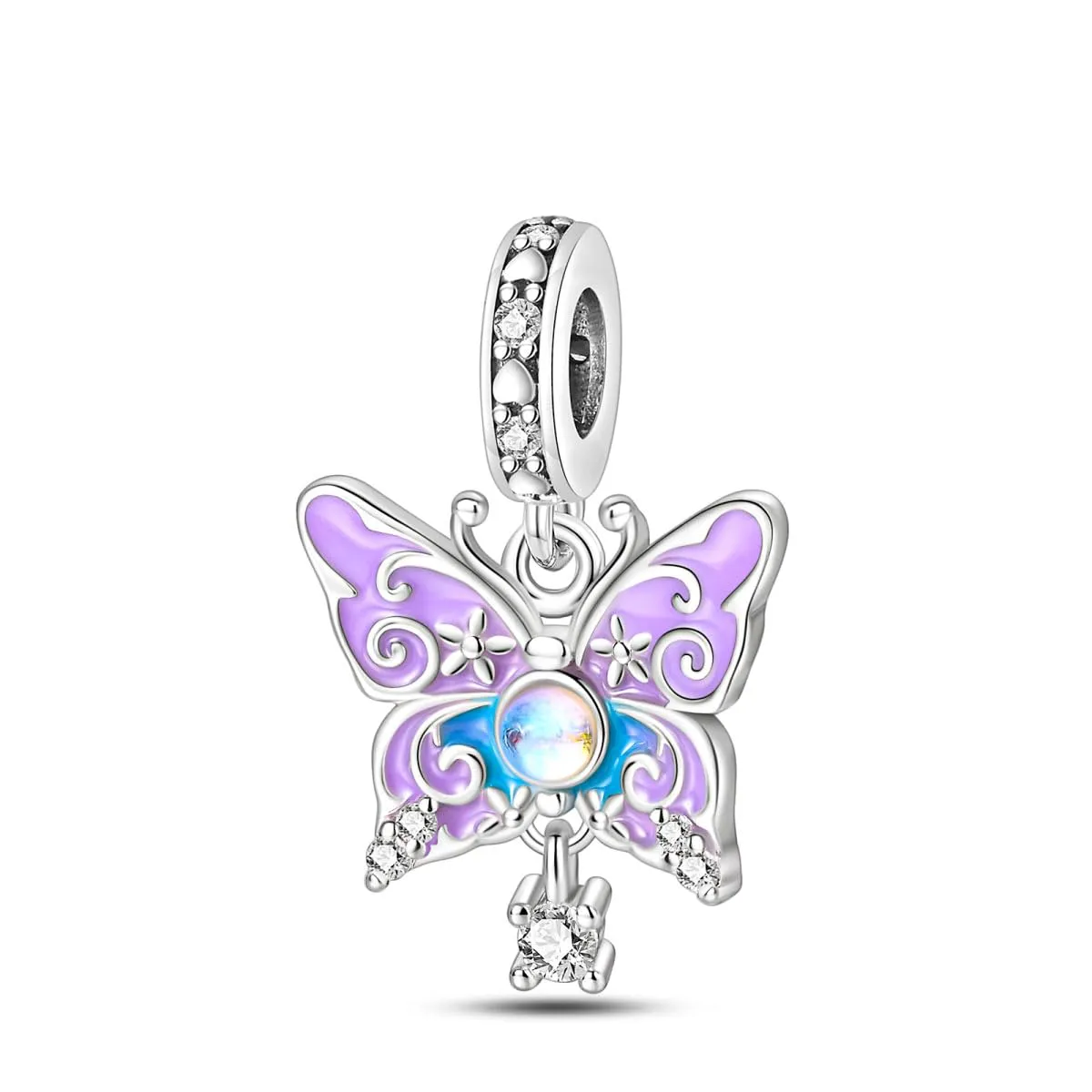 KUNSIR Bead Charm Ciondolo Argento Sterling 925 con Cubic Zirconia per Braccialetti e Collane Europei - immagine 1