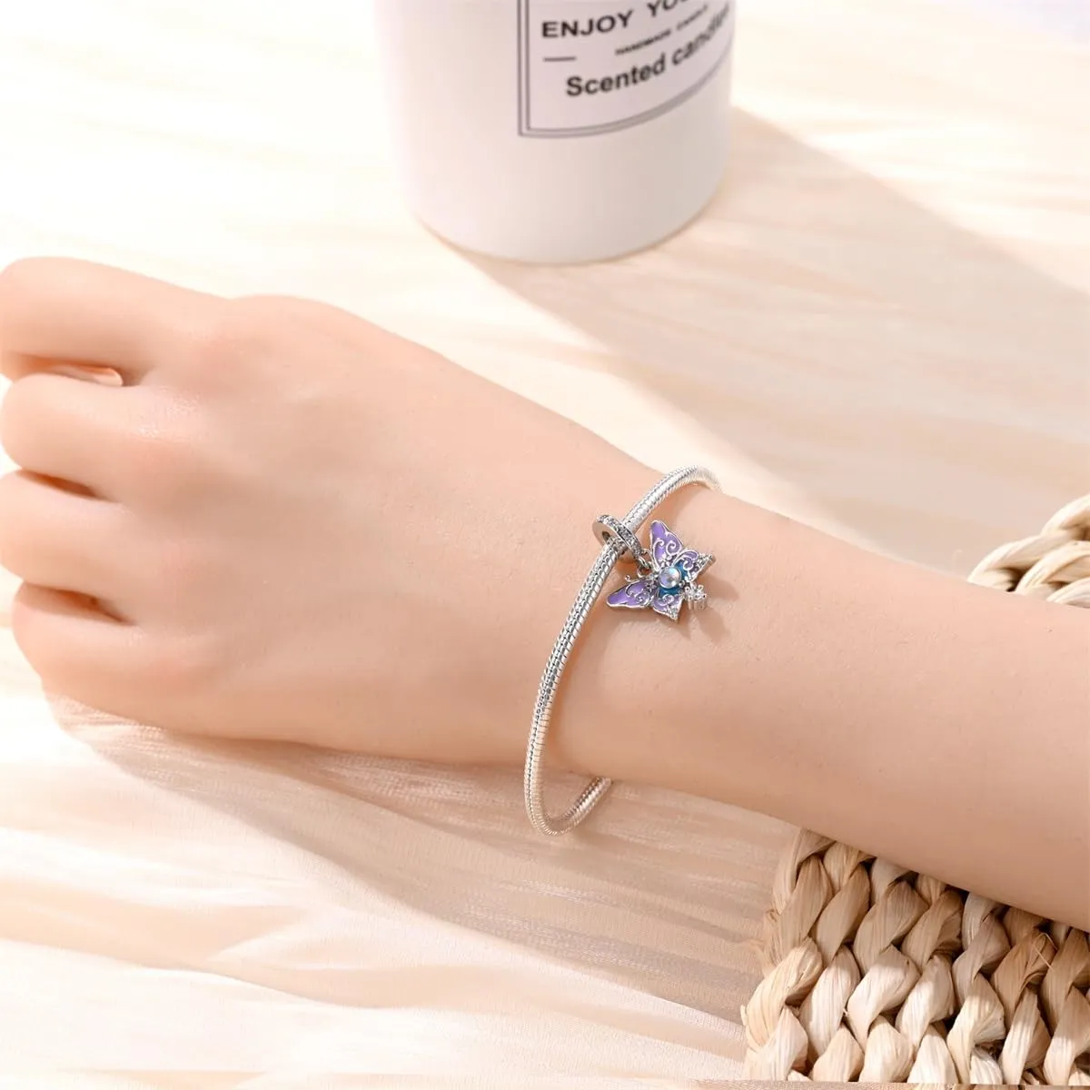 KUNSIR Bead Charm Ciondolo Argento Sterling 925 con Cubic Zirconia per Braccialetti e Collane Europei - immagine 4