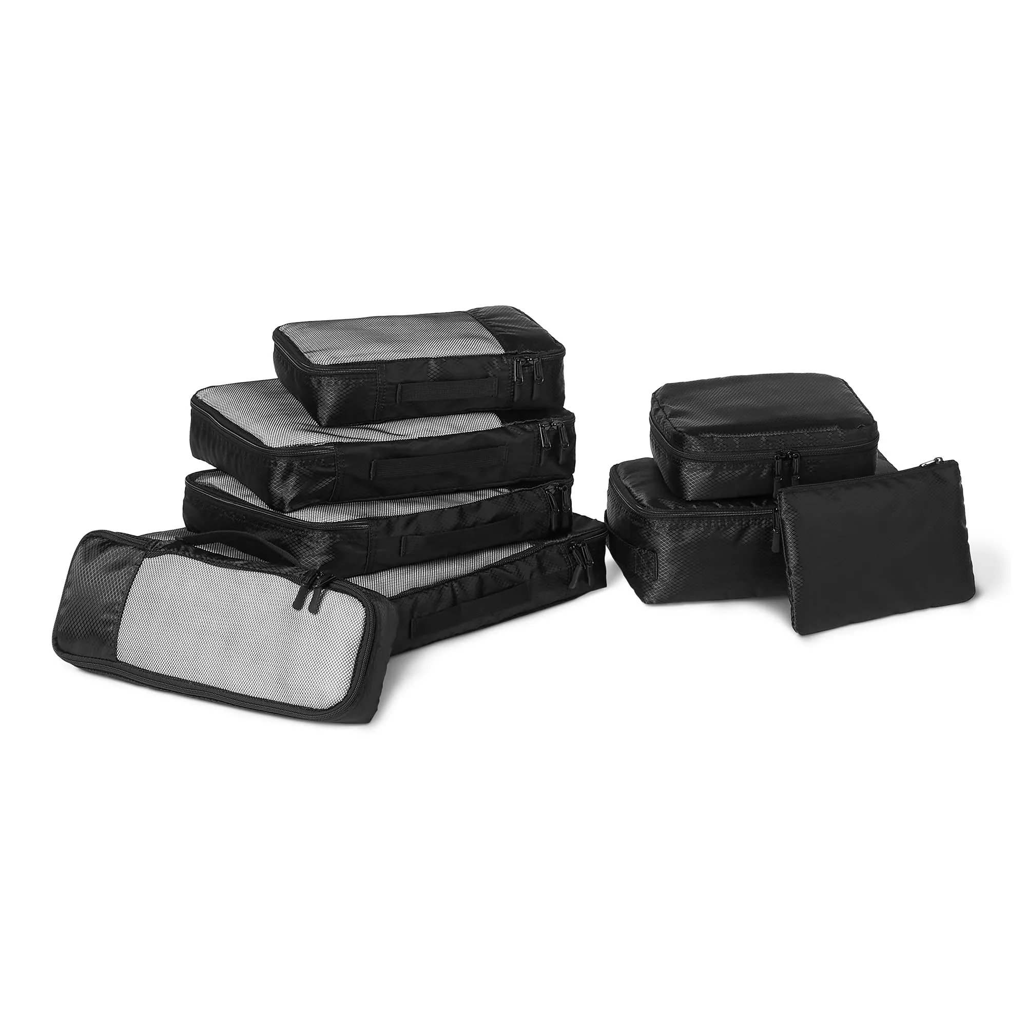 Amazon Essentials Set di 8 Packing Cube Organizer per Bagagli, Nero - immagine 1