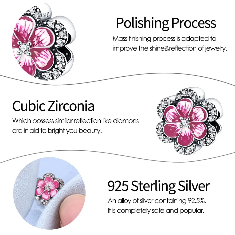 KUNSIR Bead Charm Ciondolo Argento Sterling 925 con Cubic Zirconia per Pandora Braccialetti e Collane Europee - immagine 4