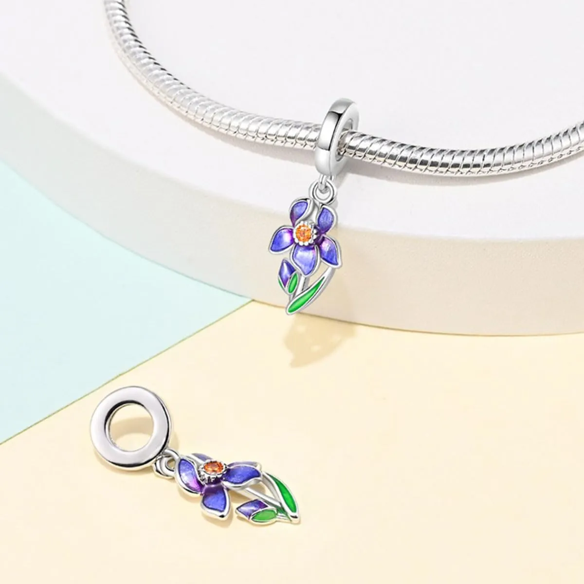 KUNSIR Bead Charm Ciondolo Argento Sterling 925 con Cubic Zirconia per Braccialetti e Collane Europee - immagine 2
