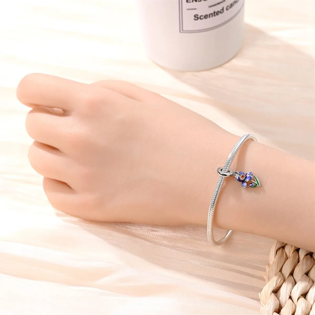 KUNSIR Bead Charm Ciondolo Argento Sterling 925 con Cubic Zirconia per Braccialetti e Collane Europee - immagine 4