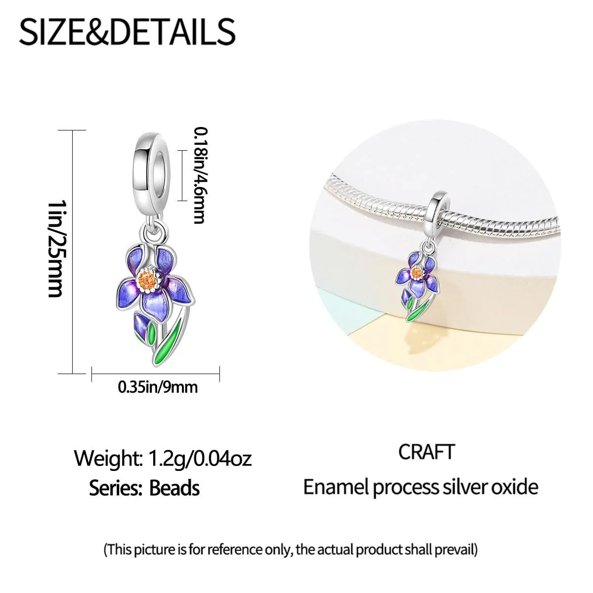 KUNSIR Bead Charm Ciondolo Argento Sterling 925 con Cubic Zirconia per Braccialetti e Collane Europee - immagine 5