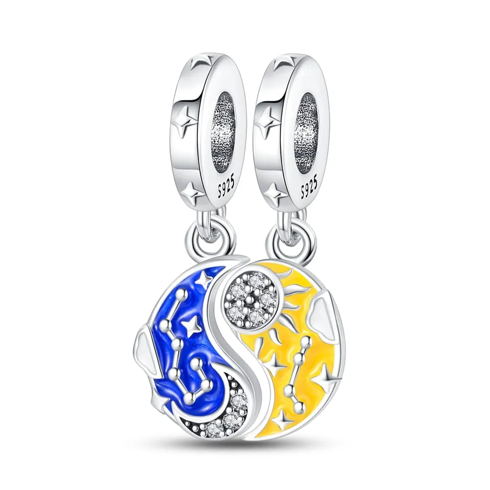 KUNSIR Bead Charm Ciondolo Argento Sterling 925 con Cubic Zirconia per Pandora Braccialetti e Collane europei - immagine 1