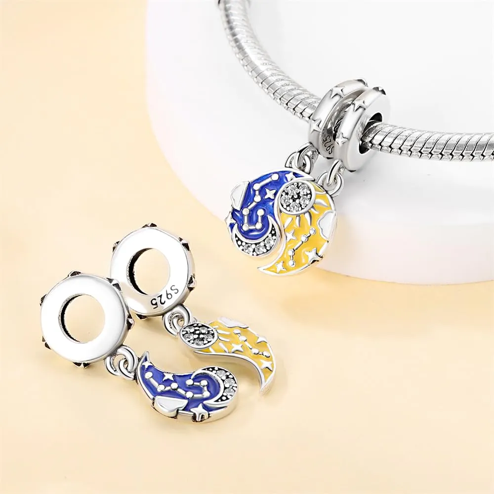 KUNSIR Bead Charm Ciondolo Argento Sterling 925 con Cubic Zirconia per Pandora Braccialetti e Collane europei - immagine 2