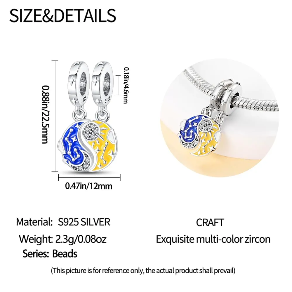 KUNSIR Bead Charm Ciondolo Argento Sterling 925 con Cubic Zirconia per Pandora Braccialetti e Collane europei - immagine 5