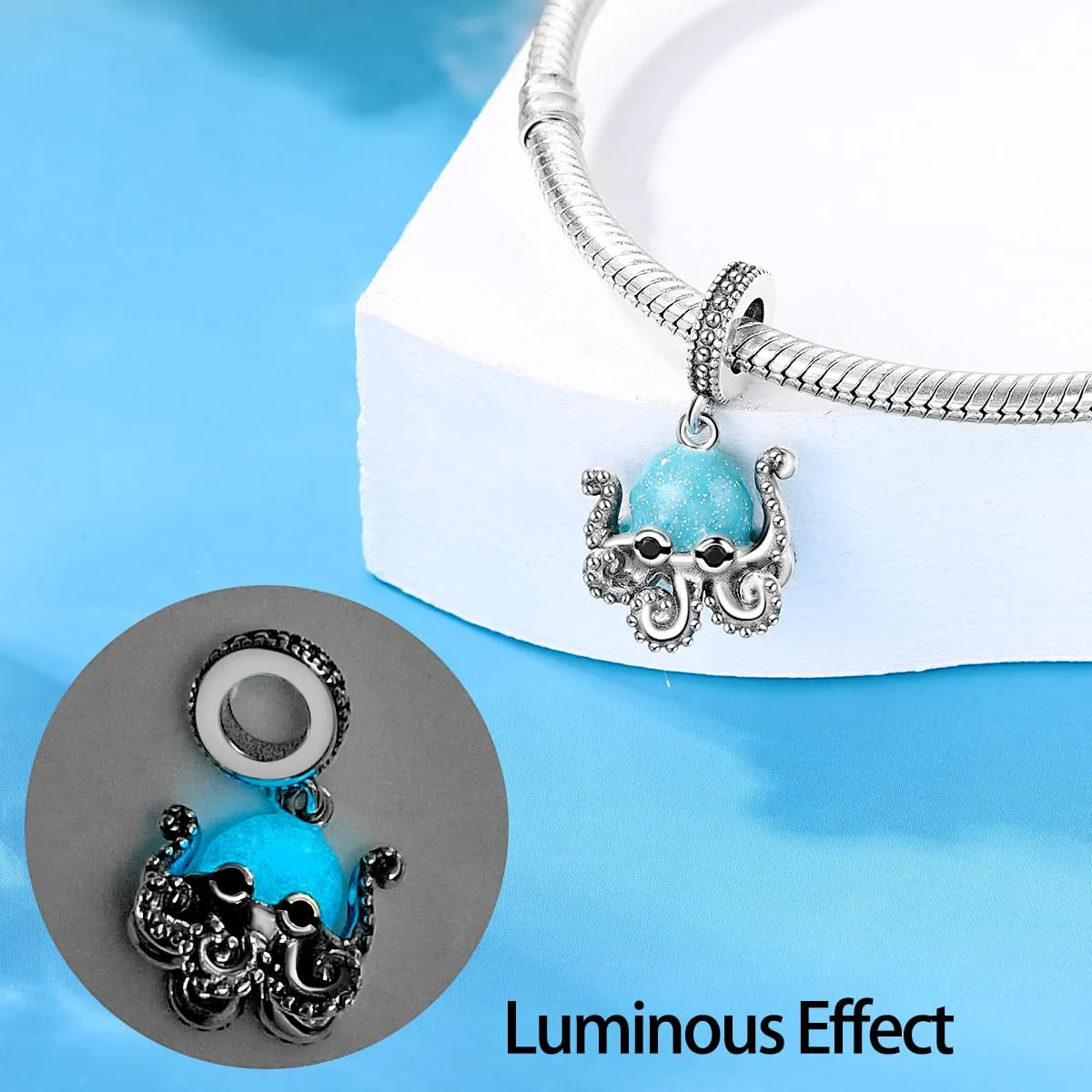 KUNSIR Bead Charm Ciondolo Argento Sterling 925 con Cubic Zirconia per Braccialetti e Collane Europei - immagine 3