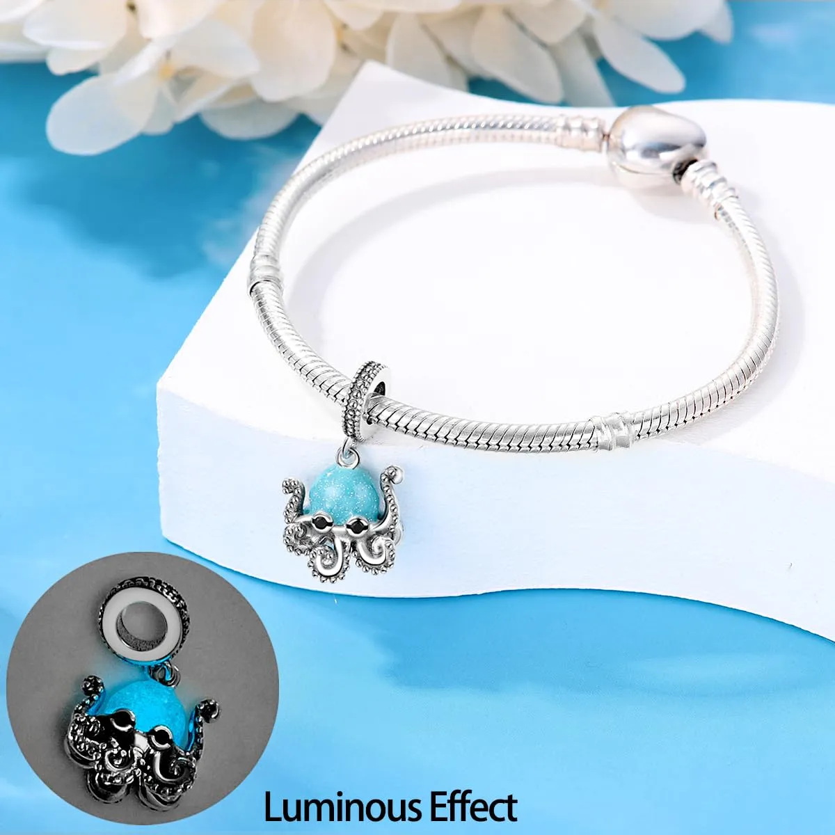 KUNSIR Bead Charm Ciondolo Argento Sterling 925 con Cubic Zirconia per Braccialetti e Collane Europei - immagine 4