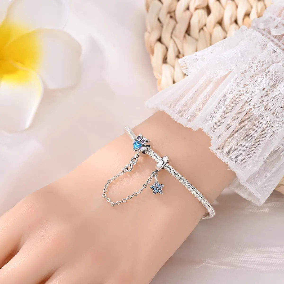Pandach Bead Charm Ciondolo Argento Sterling 925 con Cubic Zirconia per Braccialetti e Collane Europei - immagine 4