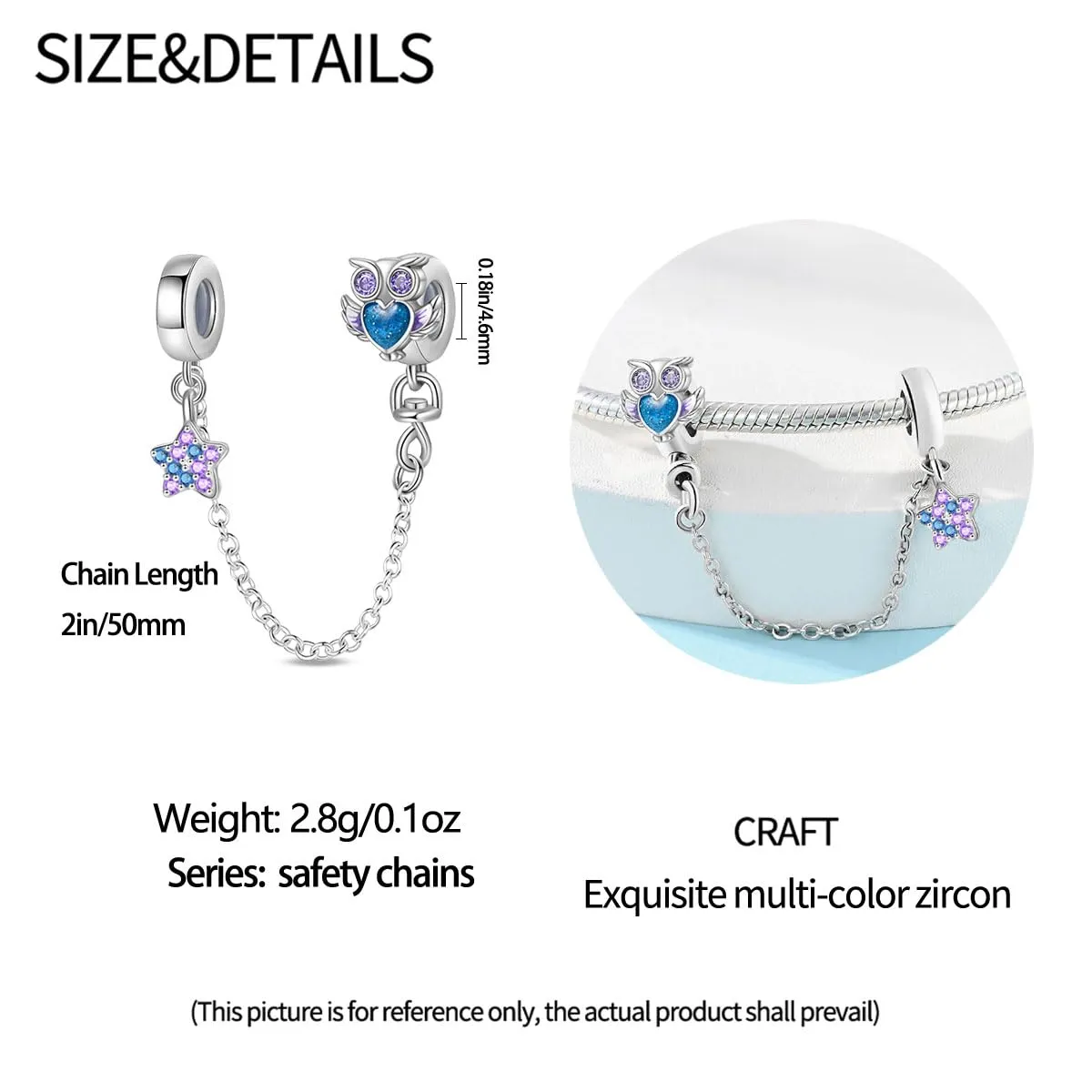 Pandach Bead Charm Ciondolo Argento Sterling 925 con Cubic Zirconia per Braccialetti e Collane Europei - immagine 5