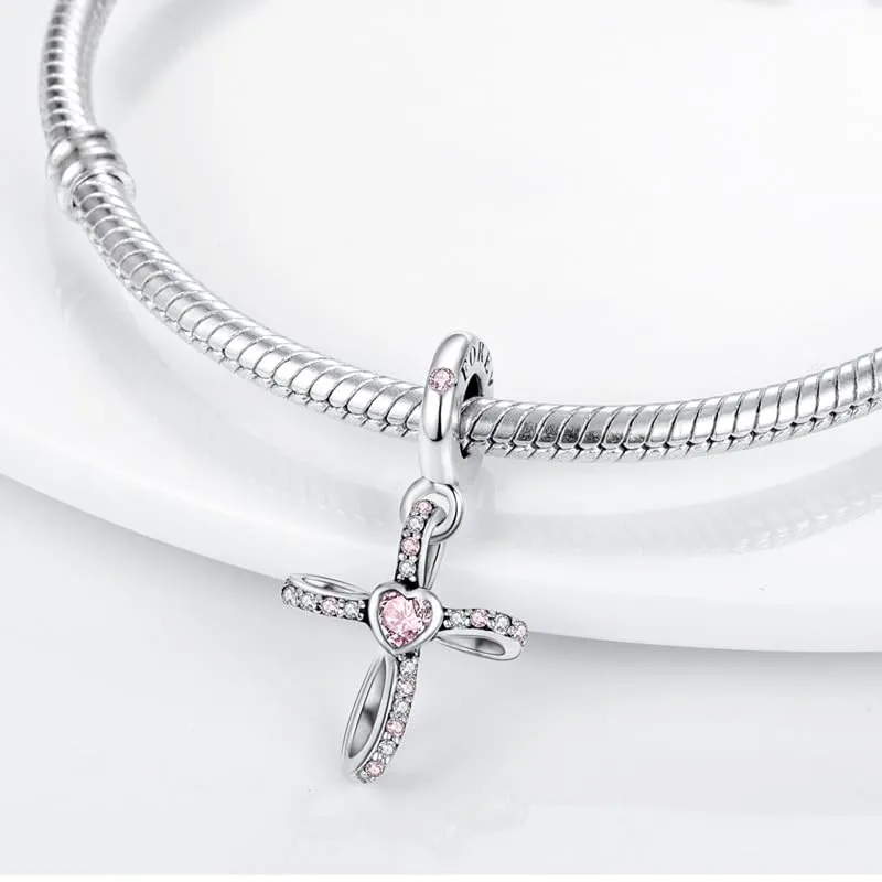 Pandach Bead Charm Ciondolo Argento Sterling 925 con Cubic Zirconia per Braccialetti e Collane Europei - immagine 2