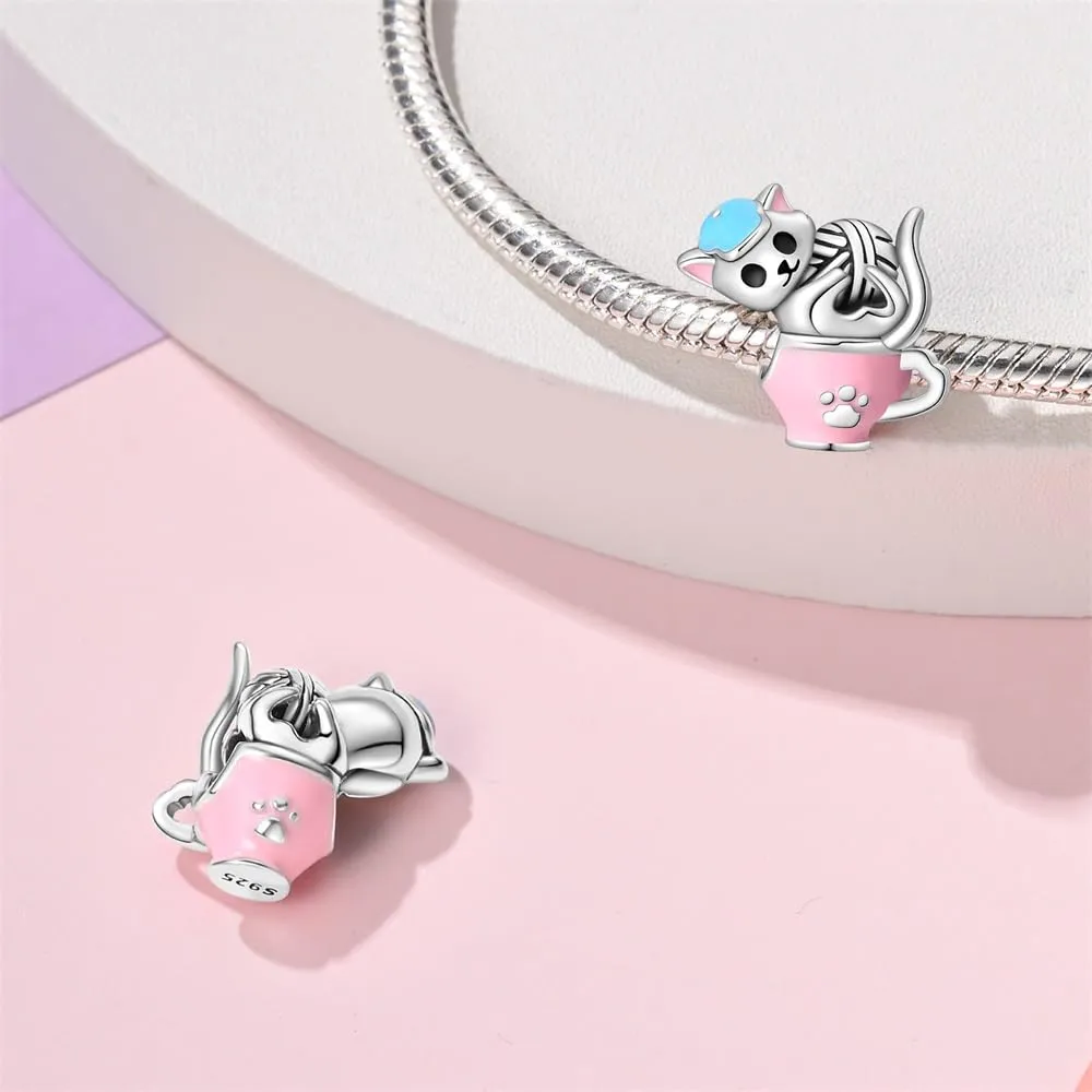 KUNSIR Bead Charm Ciondolo Argento Sterling 925 con Cubic Zirconia per Braccialetti e Collane Europei - immagine 2