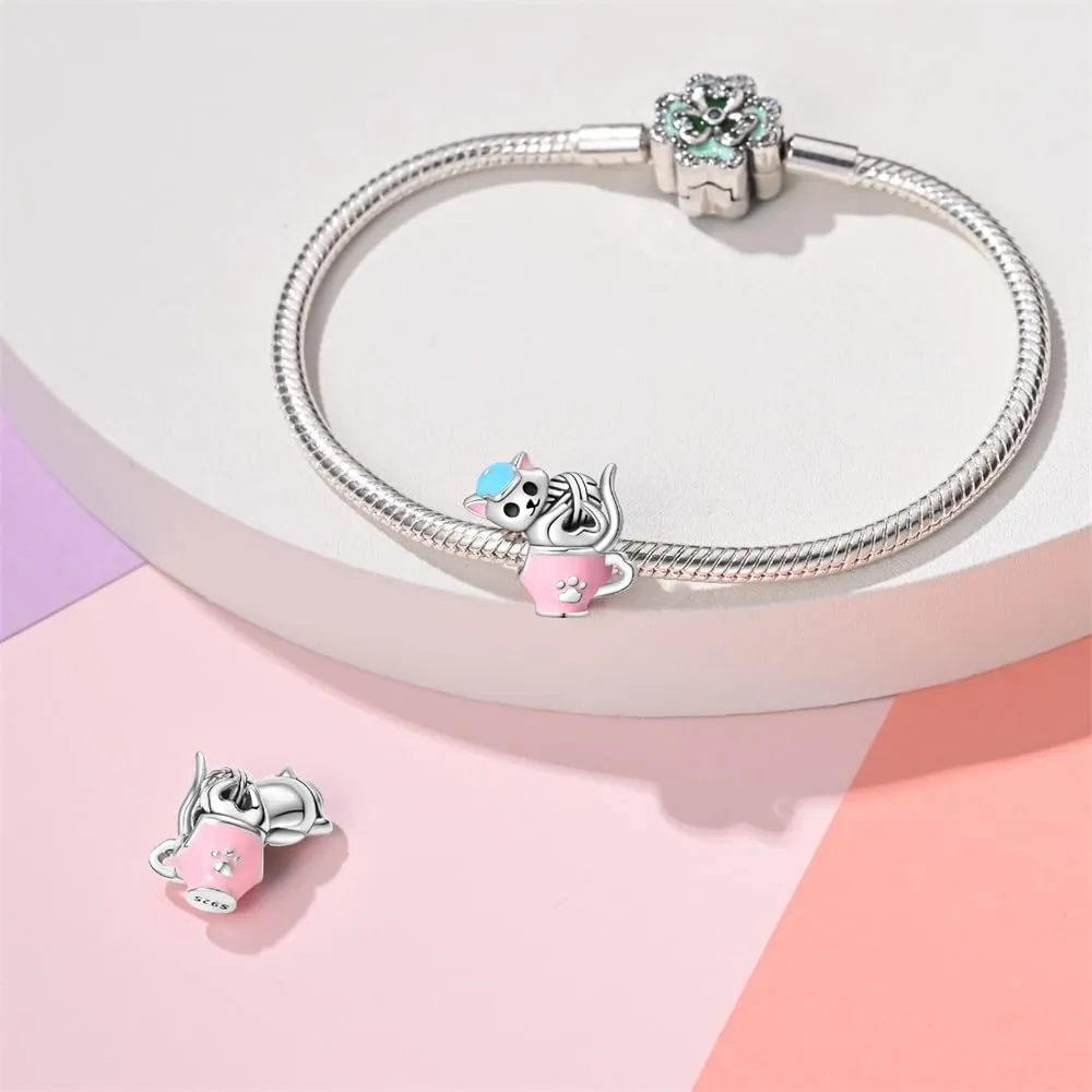 KUNSIR Bead Charm Ciondolo Argento Sterling 925 con Cubic Zirconia per Braccialetti e Collane Europei - immagine 3