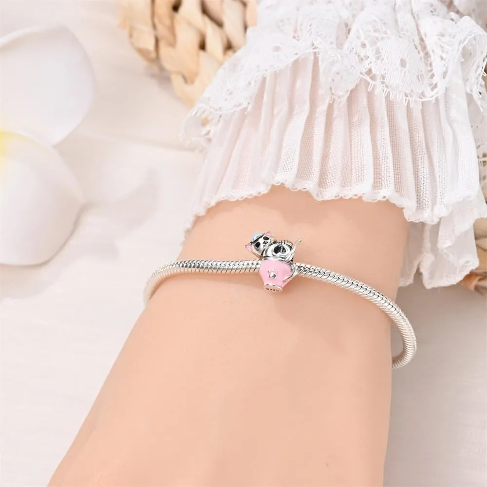 KUNSIR Bead Charm Ciondolo Argento Sterling 925 con Cubic Zirconia per Braccialetti e Collane Europei - immagine 4