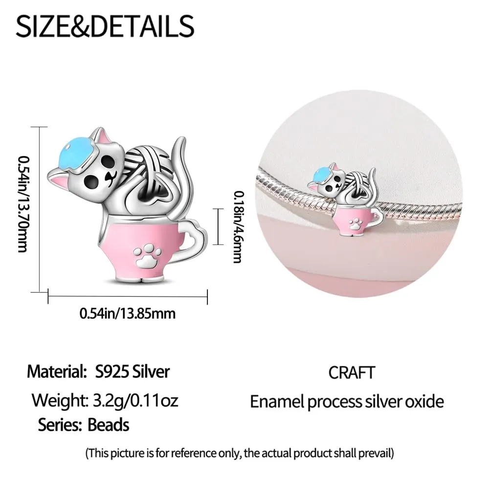 KUNSIR Bead Charm Ciondolo Argento Sterling 925 con Cubic Zirconia per Braccialetti e Collane Europei - immagine 5