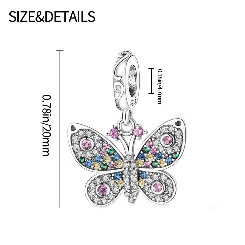 Pandach Bead Charm Ciondolo Argento Sterling 925 con Cubic Zirconia per Braccialetti e Collane Europei - immagine 6