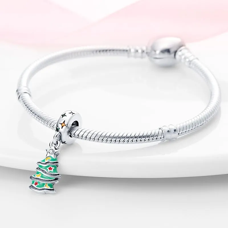 KUNSIR Bead Charm Ciondolo Argento Sterling 925 con Cubic Zirconia per Pandora, Braccialetti e Collane Europei - immagine 3