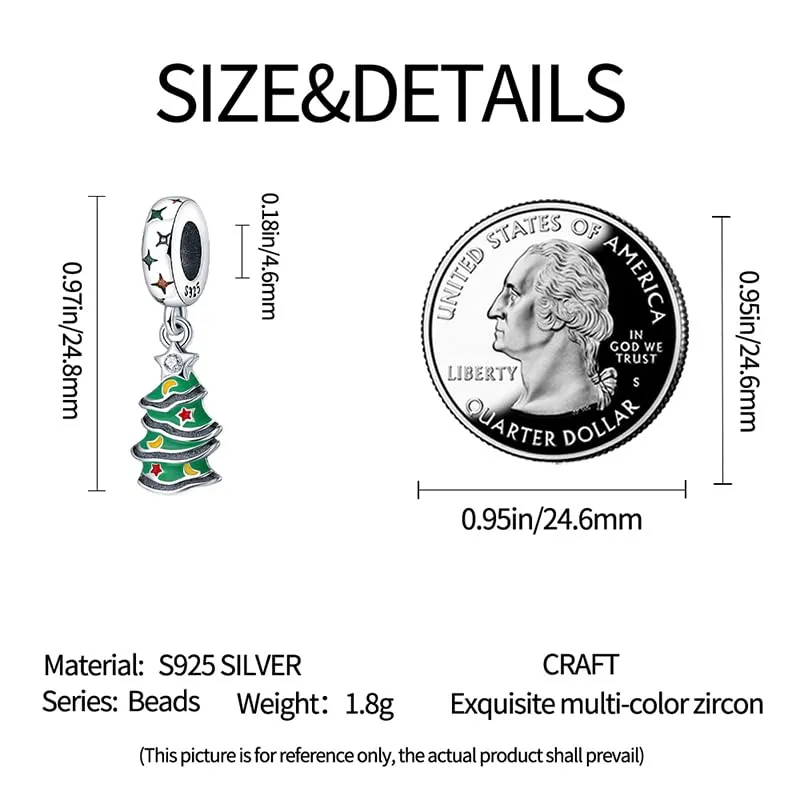 KUNSIR Bead Charm Ciondolo Argento Sterling 925 con Cubic Zirconia per Pandora, Braccialetti e Collane Europei - immagine 5