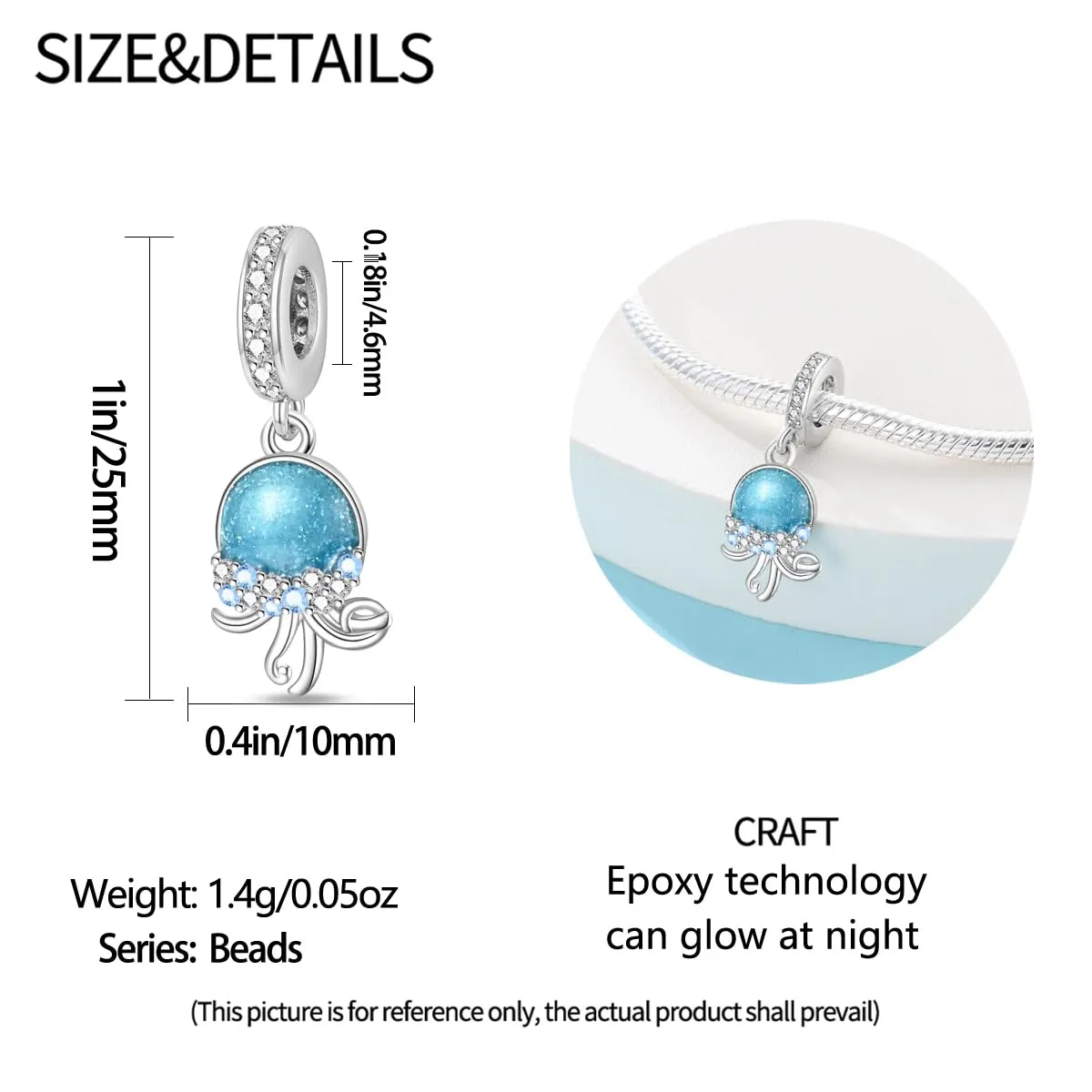 Pandach Bead Charm in Argento Sterling 925 con Cubic Zirconia per Braccialetti e Collane Europei - immagine 5