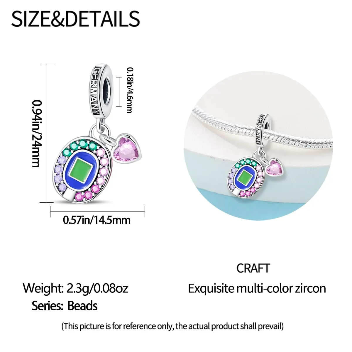 Pandach Bead Charm in Argento Sterling 925 con Cubic Zirconia per Braccialetti e Collane European Style - immagine 5