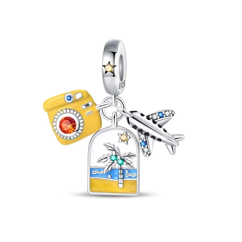KUNSIR Bead Charm in Argento Sterling 925 con Cubic Zirconia, compatibile con braccialetti e collane europei - immagine 1