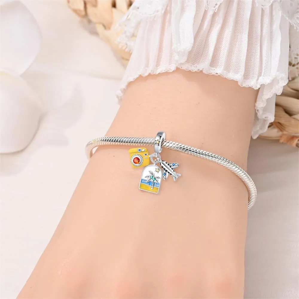 KUNSIR Bead Charm in Argento Sterling 925 con Cubic Zirconia, compatibile con braccialetti e collane europei - immagine 4